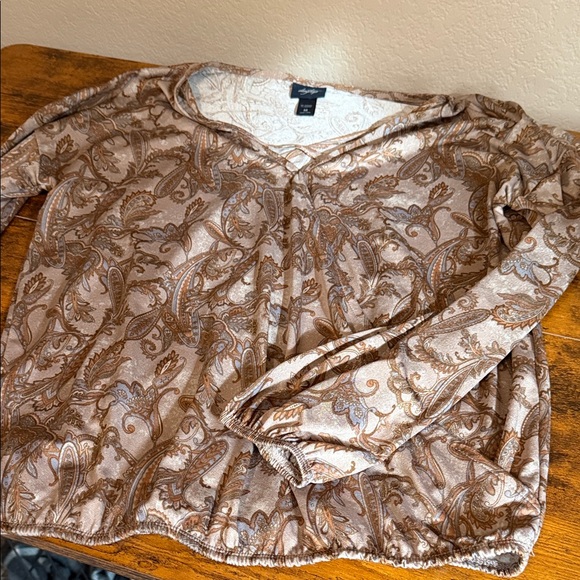 Daytrip Paisley V-Neck Blouse in Brown and Tan Med - Picture 4 of 9
